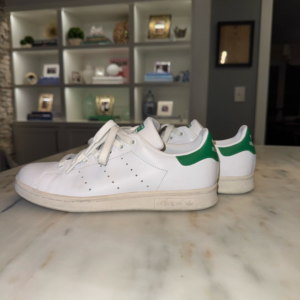 Adidas Stan Smith White and Green Sneakers